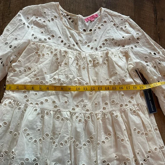 Women's Simply Southern Blouse XXL White Eyelet Long Sleeve - Picture 8 of 11